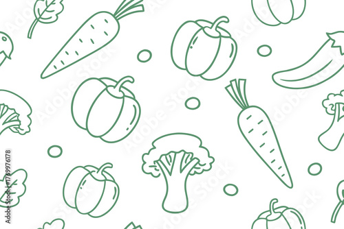 Background. Eat healthy. Vector vegetables icons. Seamless texture.