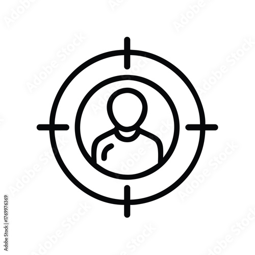Target Audience Focus and User Targeting Icon, Target audience identification outline icon – customer focus, marketing segmentation, and user targeting concept
