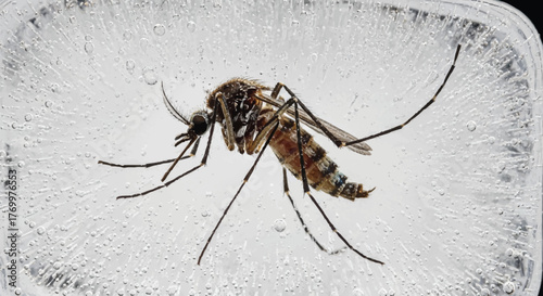 Frozen Mosquito A Close-Up View of an Insect Encased in Ice