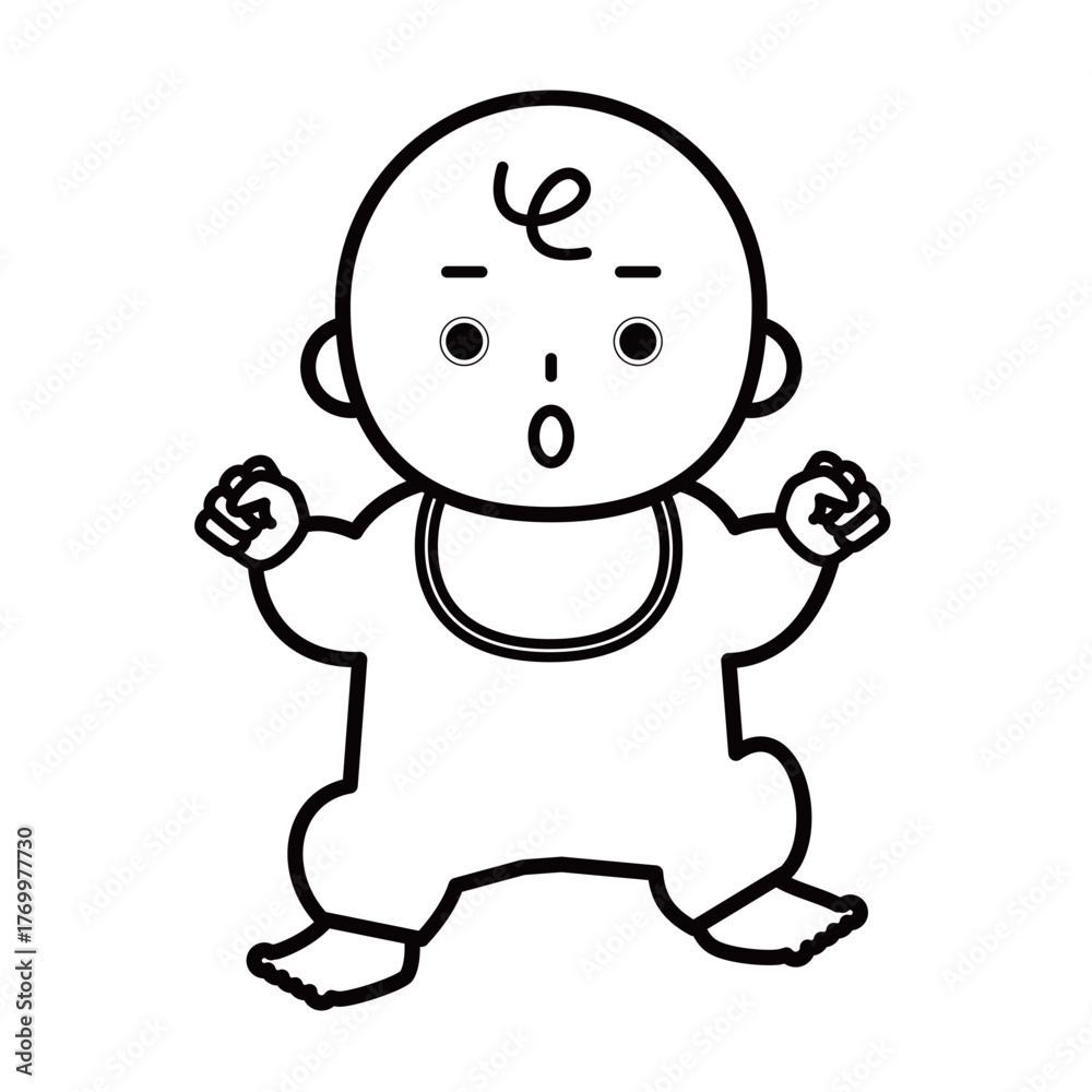 Obraz premium 驚いている赤ちゃんの全身のイラスト