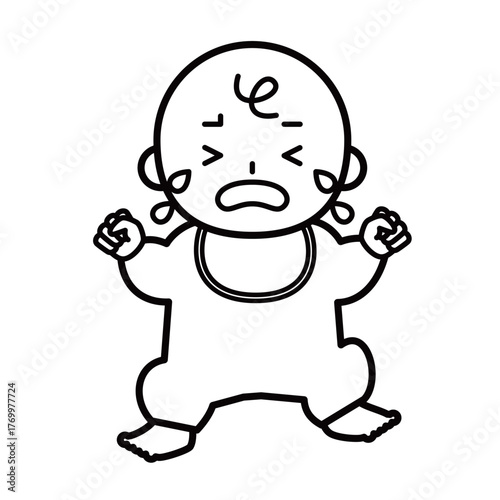 大声で泣く赤ちゃんの全身のイラスト