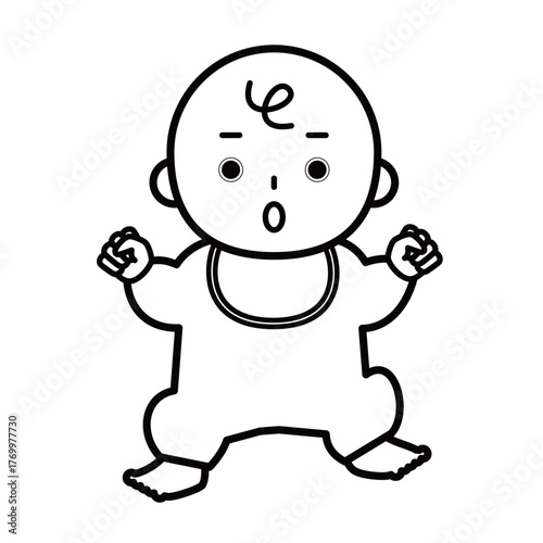 驚いている赤ちゃんの全身のイラスト