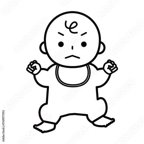 怒っている赤ちゃんの全身のイラスト