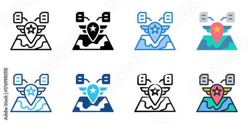 Reconnaissance mission icon set multiple style collection 
