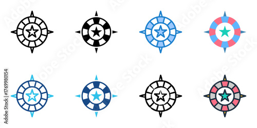 Search and rescue icon set multiple style collection 
