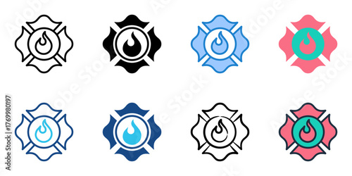 Fire fight icon set multiple style collection 
