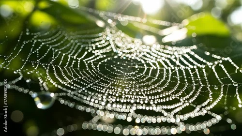 Dew-Kissed Spiderweb: Nature's Delicate Geometry