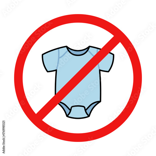 No Baby Onesie Sign on White Background