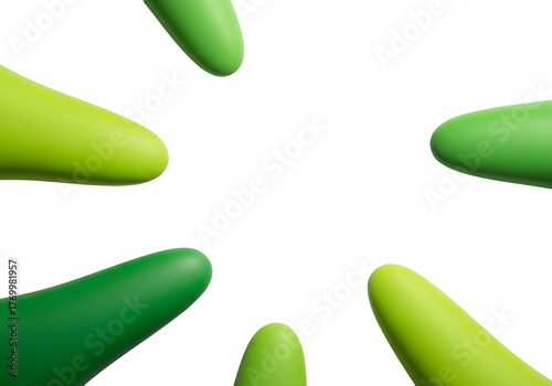 Green Tipped Shapes Forming a Circle on White.