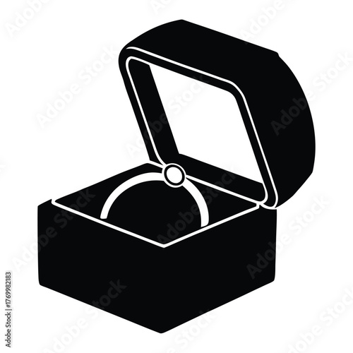 Elegant Ring Box Open with Diamond Engagement Gift Luxury Present Object Jewelry