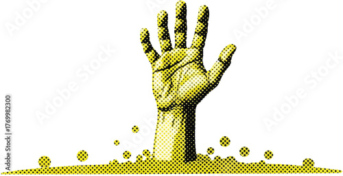 Sinking into Desperation, vector illustration of a farm