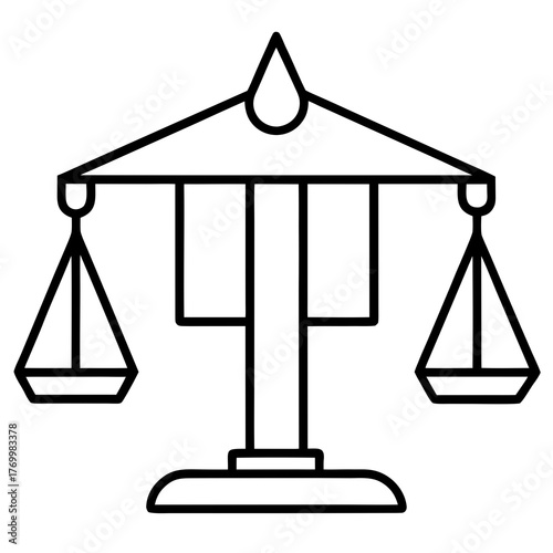 Golden symbol of justice and law, a scale icon vector illustration of balance and legal equality