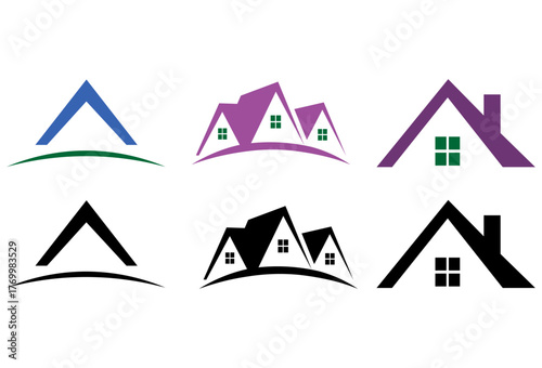Set of Abstract and Minimalist House Roof Logos