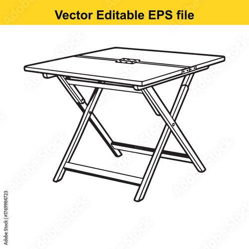 Hand drawn illustration of a folded camping table