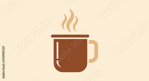 Steaming coffee mug illustration on a cream background perfect for a cozy morning