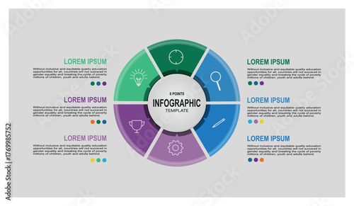 Six points circular infographic element template.