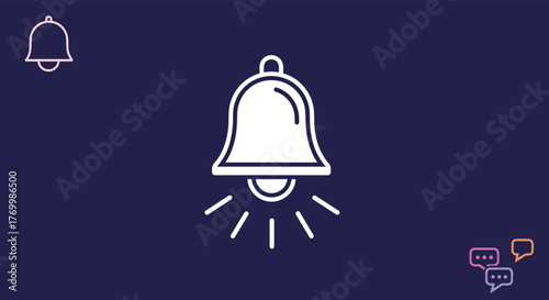 A clear white bell icon, acting as a light bulb, radiates bright ideas and important notifications against a deep blue backdrop.