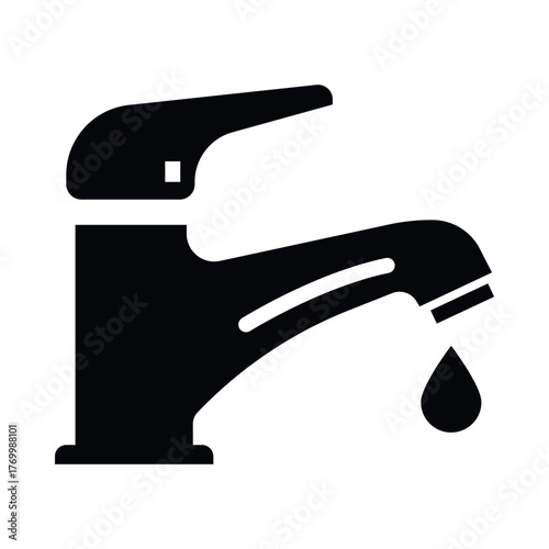 A water faucet icon suitable for plumbing, home decor, or useful applications related to water management and conservation.
