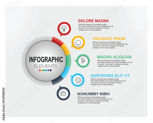  Colorful Circular Ring Chart With Labels For Presentations And Reports.