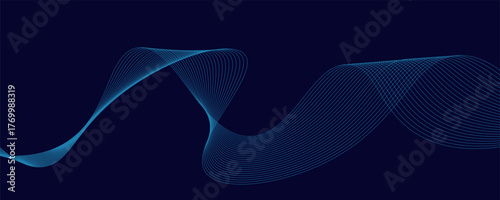 Abstract glowing wave lines on dark blue background. Dark abstract background with Shiny moving line. Modern flowing wavy lines Suit for banner, poster, cover, brochure, flyer, vector