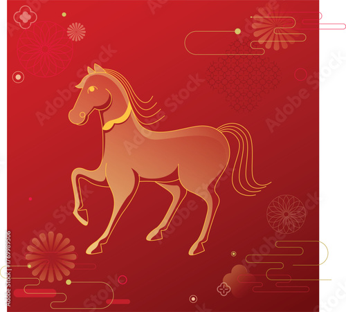 Year of the Horse in the Lunar New Year vector illustration