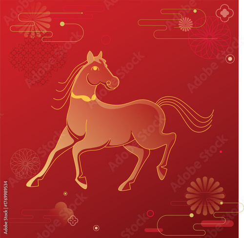 Year of the Horse in the Lunar New Year vector illustration