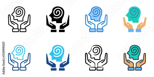 Mental Health Resources icon set multiple style collection 
