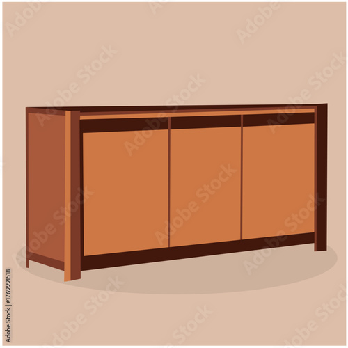 Wooden Cabinet Vector Image 