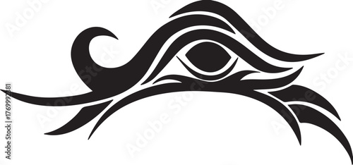 A striking octopus illustration with a tribal black mask design on a white background, like a vector tattoo art symbol