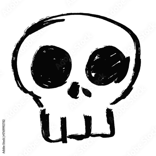 Splat brushes skull vector. Ideal for death, poison, and dark theme concepts. This graphic features a skull icon with a distressed, ink-splatter style for a fierce, eye-catching design.