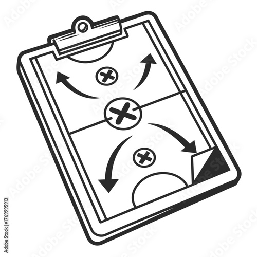 Basketball Playbook Clipboard with Arrows and Xs Keywords: basketball, playbook, clipboard
