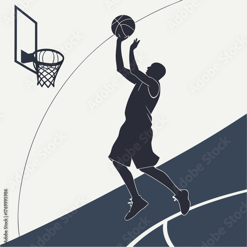 Basketball Player Silhouette Dunking a Ball sport