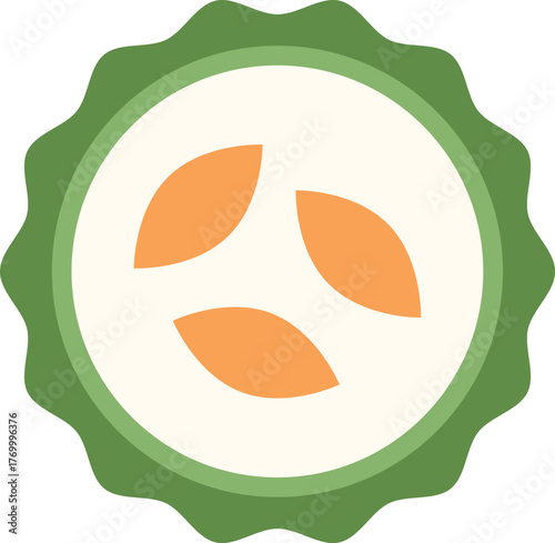 Bitter Melon Slice Flat Illustration. Clean Icon Design Element on Isolated White Background