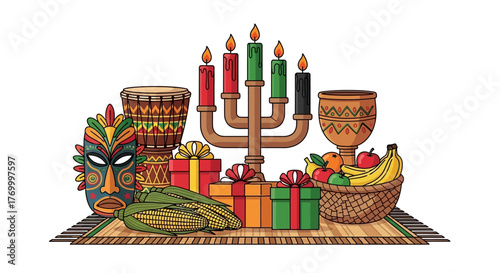 Kwanzaa Celebration Vibrant Decorations and Traditional Symbols