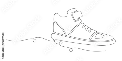 Boot in continuous line art d...