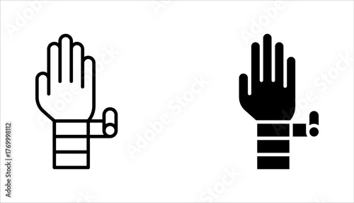 Elastic bandage icon set. Suffer from injury. Join trauma treatment. vector illustration on white background