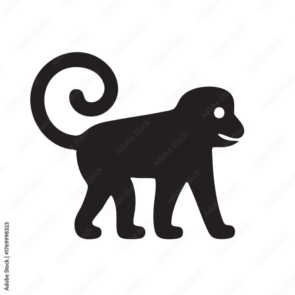 Fototapeta premium A simple black silhouette of a monkey in a walking pose