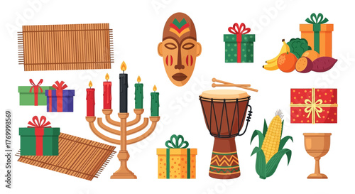 Vibrant Kwanzaa Celebration A Colorful Illustration of Traditions and Symbols