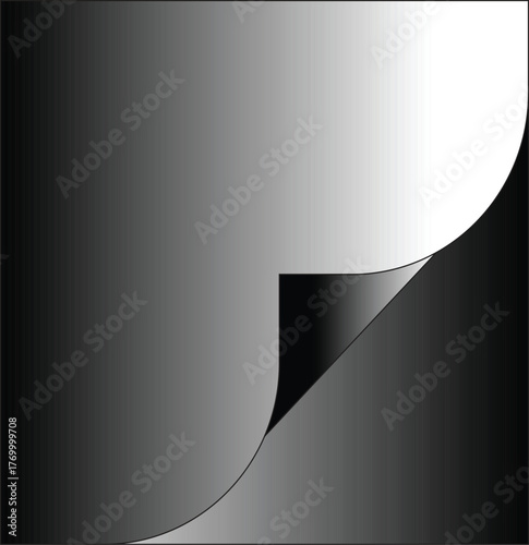 Abstract gradient paper curl with subtle shadows and monochrome tones vector