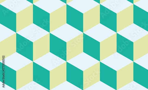 レトロ配色のキューブイラスト背景素材