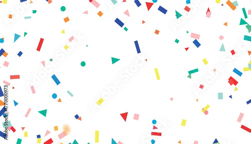 Colorful confetti and streamers falling against a clean, perfect for celebrations and party themes