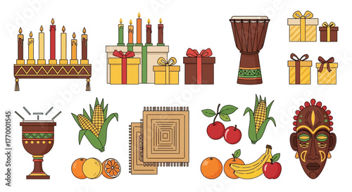 Vibrant Kwanzaa Celebration Icons Tradition and Festivity