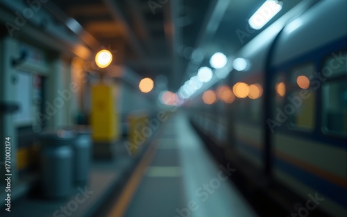 Soft focus and blurred lighting background of focus at engineer or technician control. Underground tunnel infrastructure. Transport pipeline by Tunnel Boring Machine for electric train subway