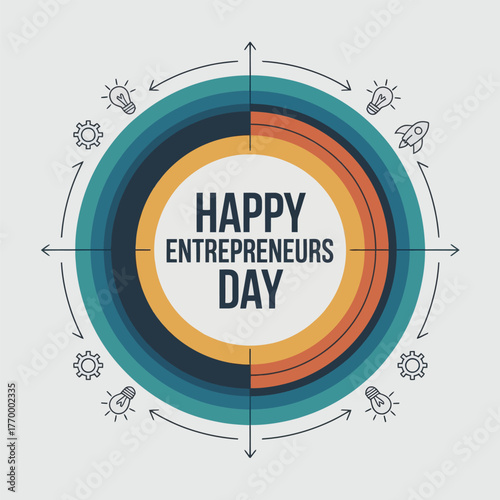 Happy Entrepreneurs Day Vector Infographic Design