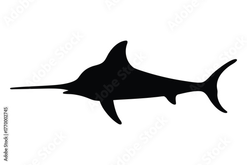 Sailfish silhouette, Swordfish silhouette vector illustration