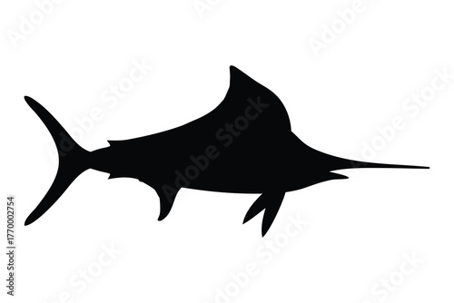 Sailfish silhouette, Swordfish silhouette vector illustration