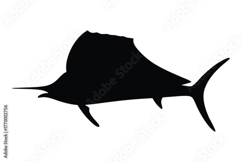 Sailfish silhouette, Swordfish silhouette vector illustration