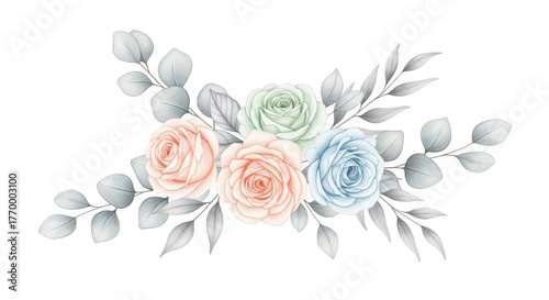 Roses floral arrangement pastel colors floral decoration spring bloom bouquet
