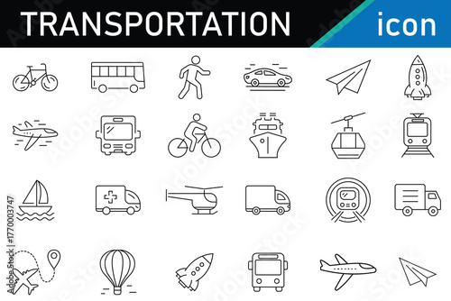 transportation and Vehicle line icon Set. Line icon set related to transportation Travel and Public Transport. Vector illustration.