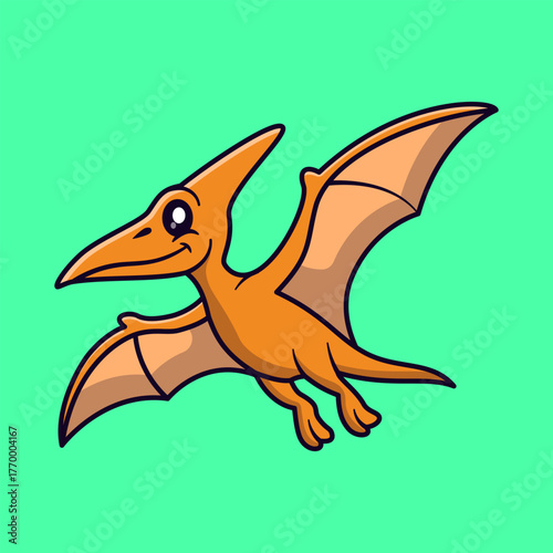 Pteranodon Cute Fly in The Sky Illustration